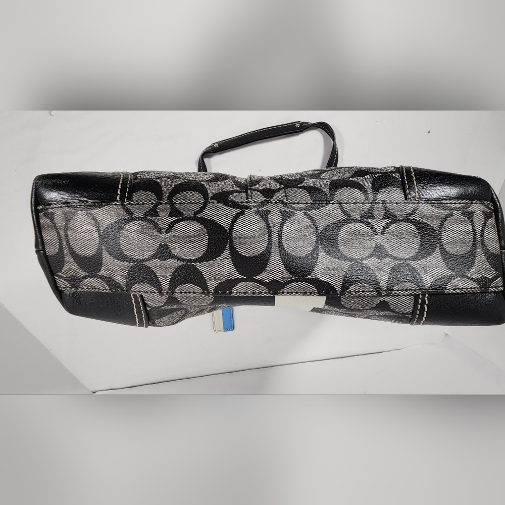Coach Heritage Signature Chelsea Stripe Tote No. J0973-F14477 Gray Black Blue - Picture 11 of 16